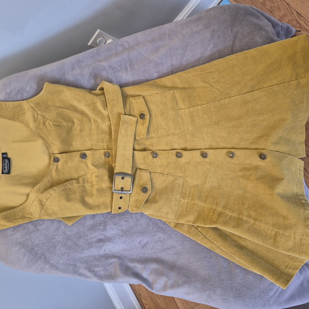 Yellow Button-Down Dress with Belt
